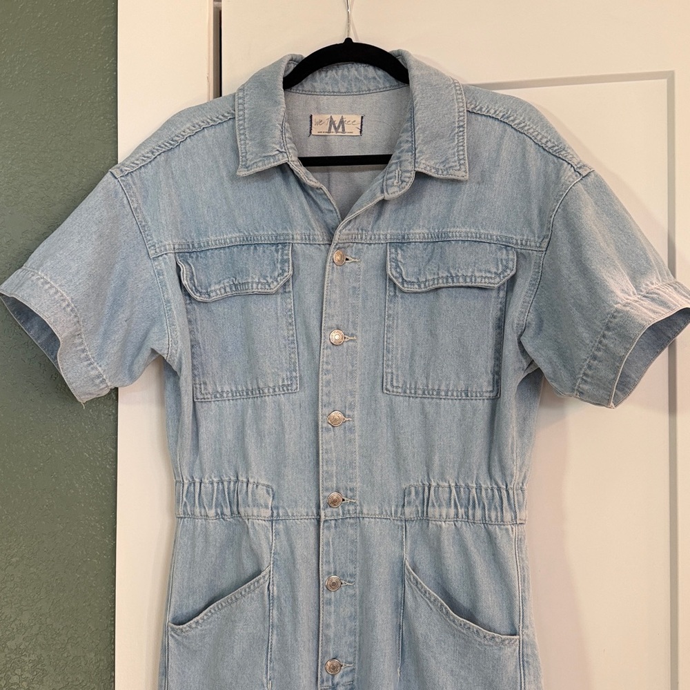 We The Free People Marci coveralls M Light Blue